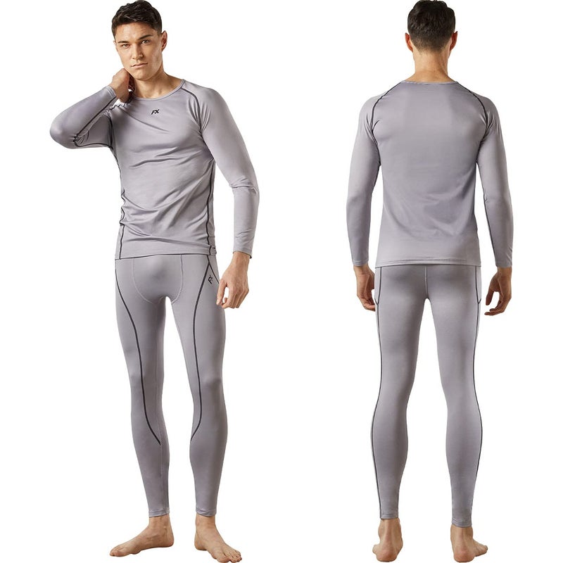 FITEXTREME MAXHEAT Mens Thermal Underwear Long Johns Set with Fleece Lined LightGrey XL - Image 1